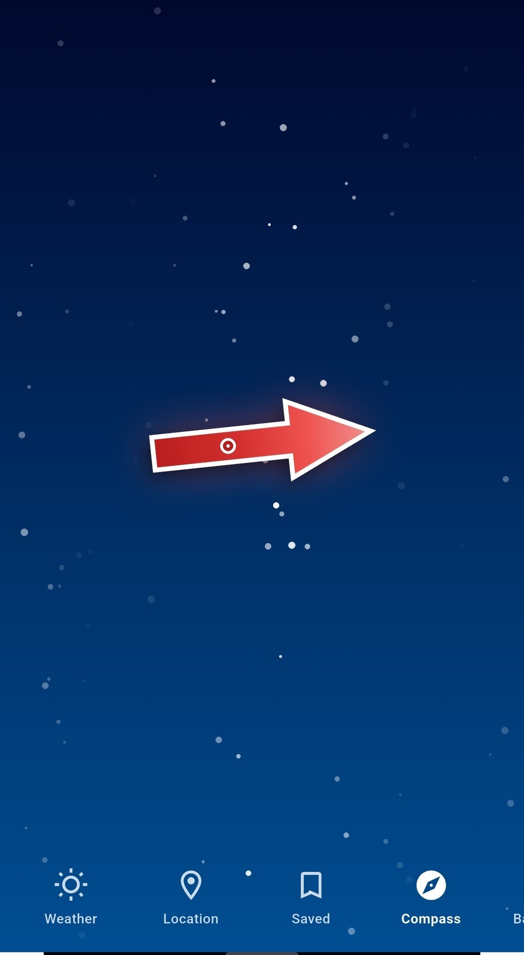 Compass Pro arrow-style bearing pointer guiding toward a saved location